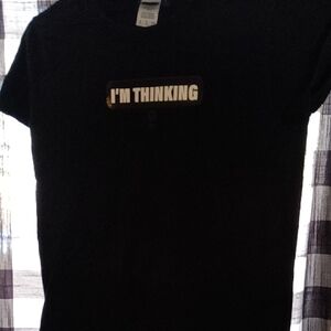Black T-Shirt with 'I'm Thinking' Graphic